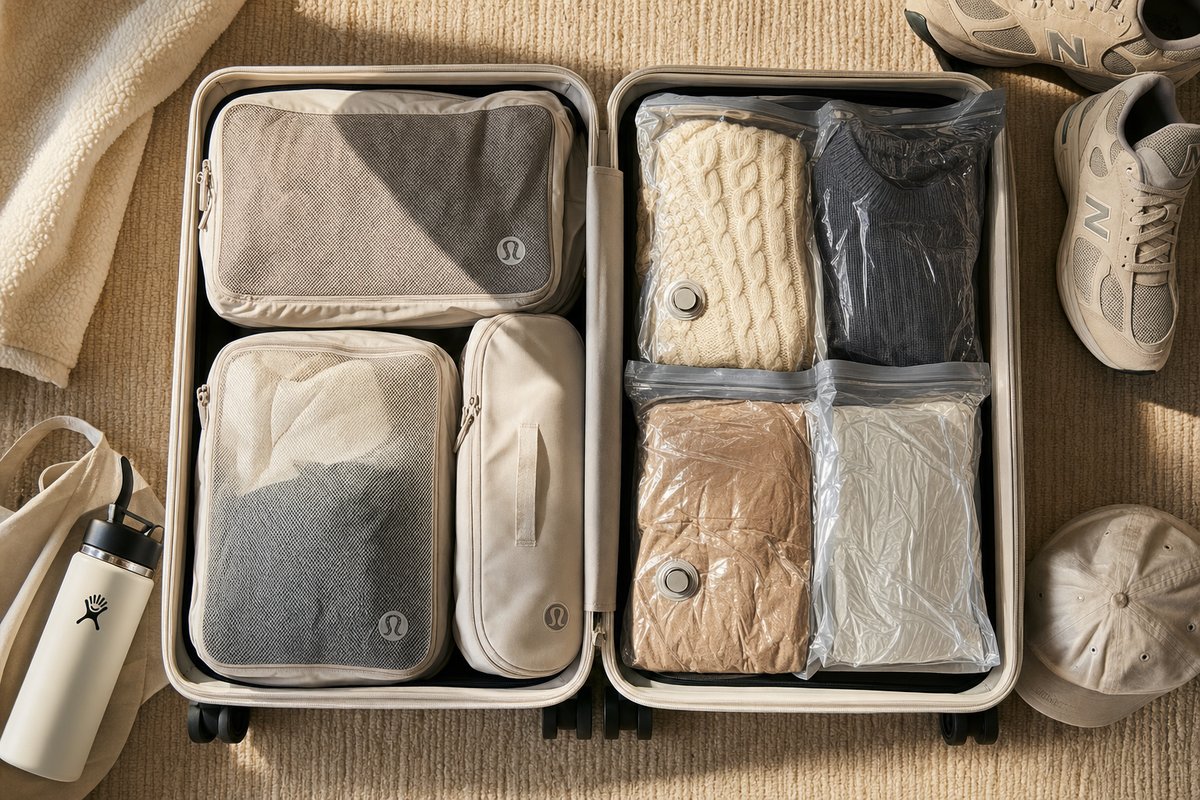Packing cubes in suitcase