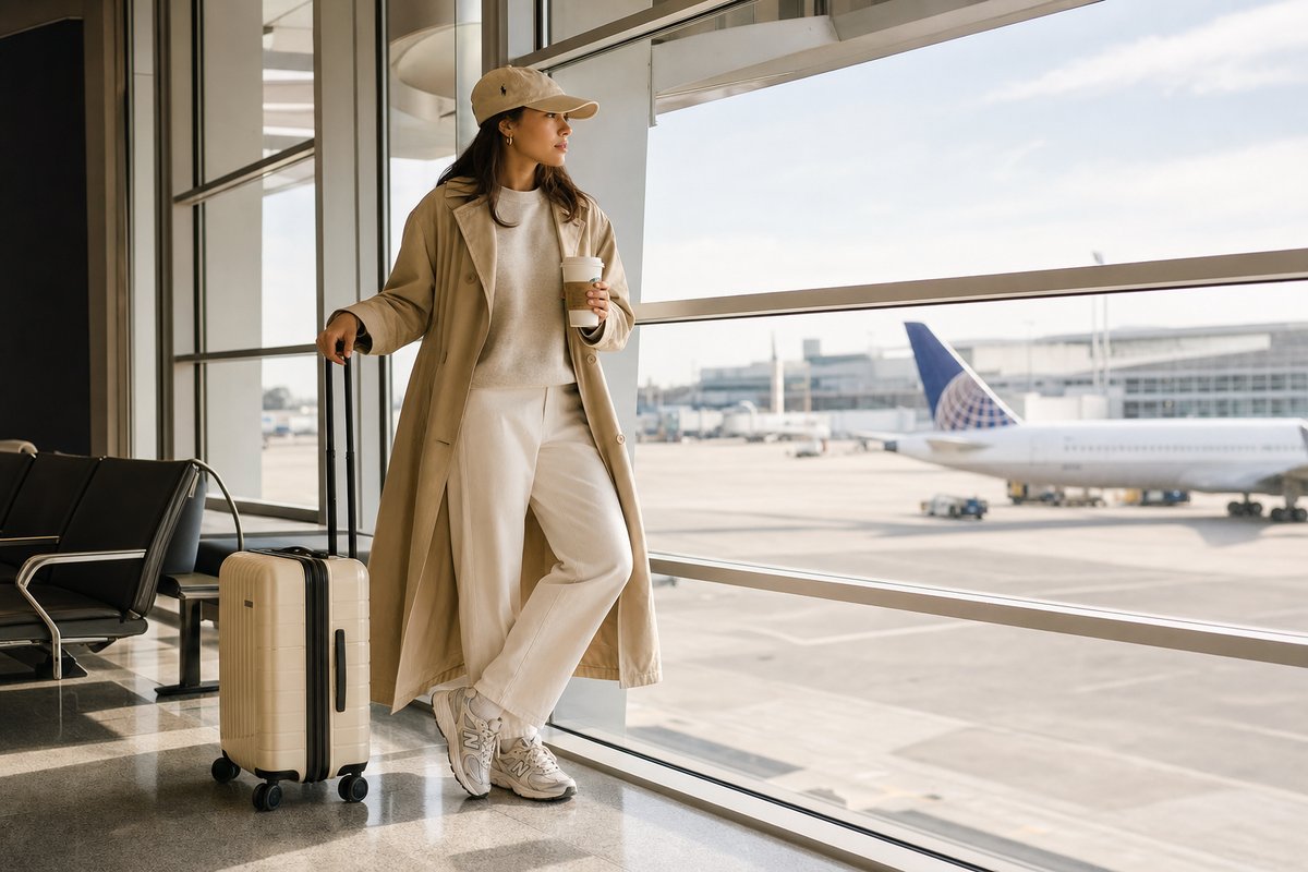 Traveler with carry-on at airport